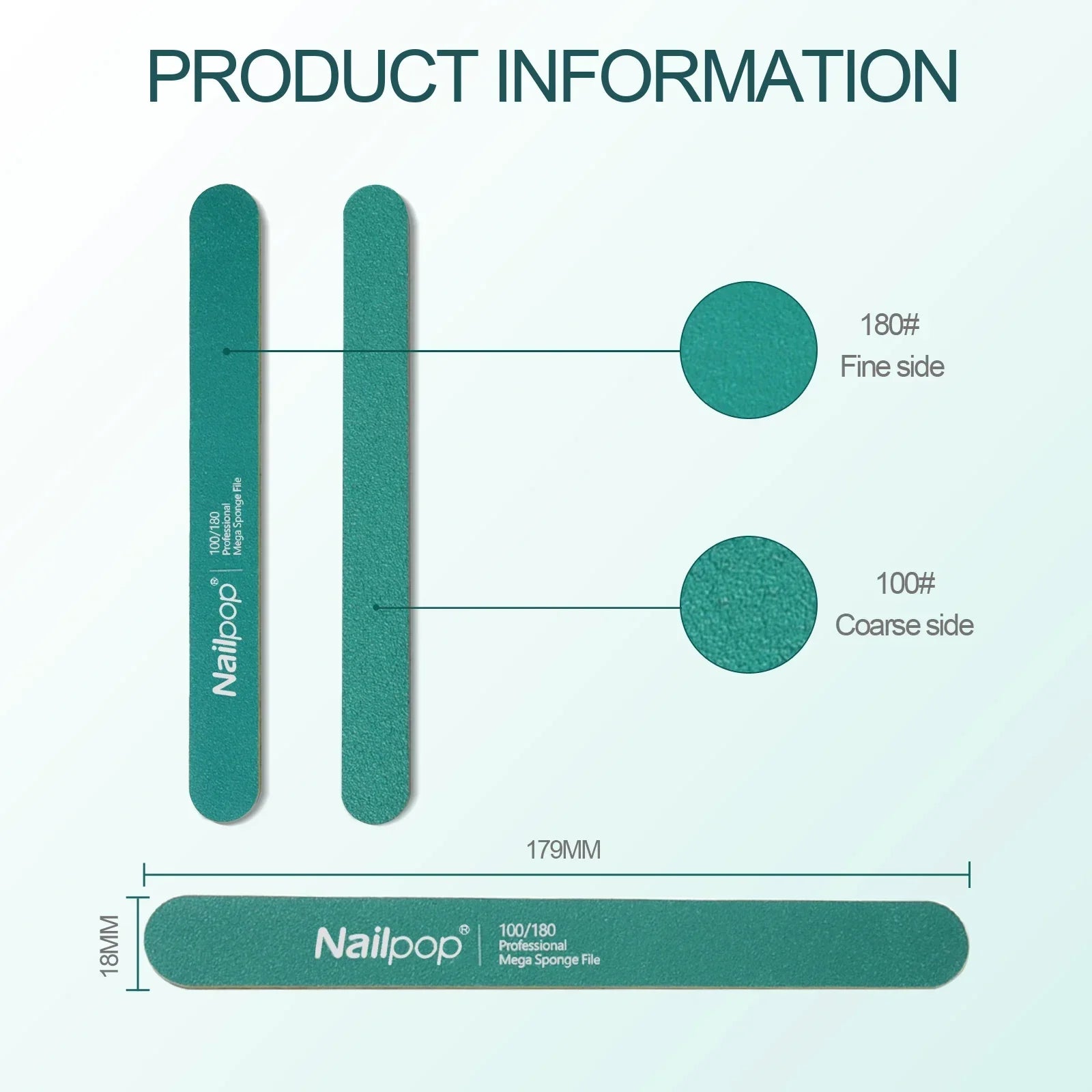 Limes à Ongles Professionnelles 10 pcs, Grain 100/180