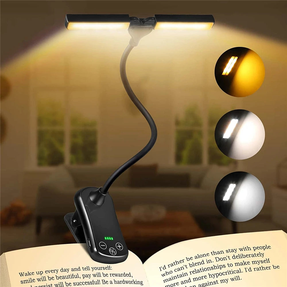 Lampe de lecture aste au lit, 2 LED réglables, lampe de lecture portable à clipser, mini veilleuse