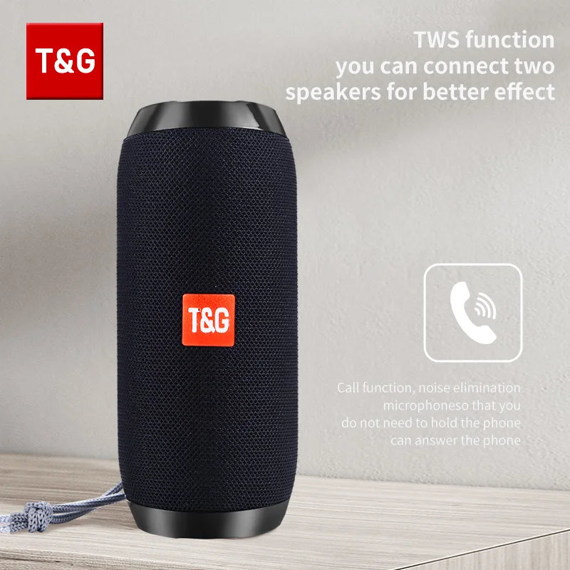 Enceinte Bluetooth Portable T&G TG117 – TWS, Son Stéréo Surround, avec Radio FM & Lecteur Carte TF (Copie)