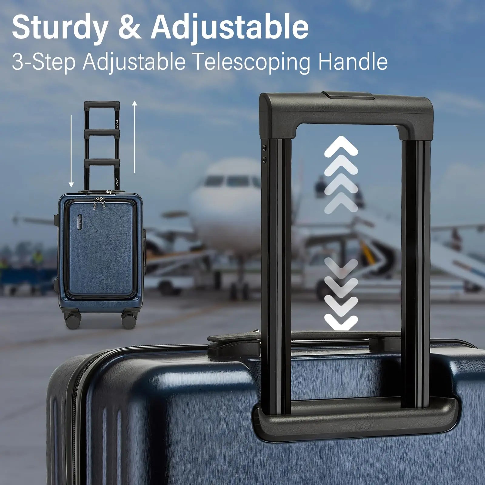 Valise rigide ABS + PC KONO, cabine et soute, serrure TSA et 4 roues pivotantes