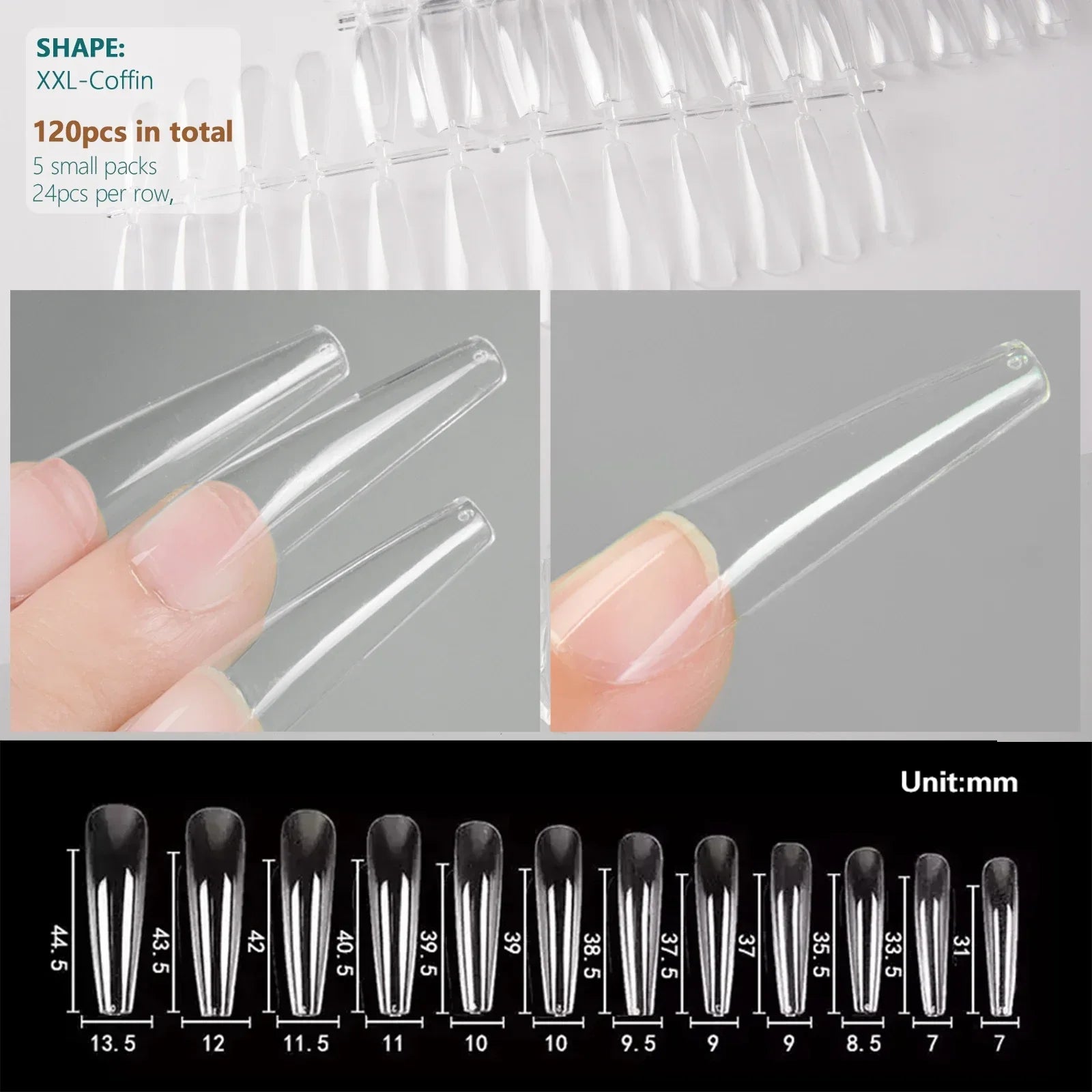 Faux Ongles XXL Cercueil Extra Long 120 pcs