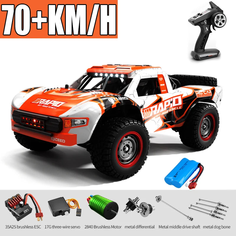 Voiture Rc tout-terrain 4x4, 50 km/h ou 75 km/h, moteur sans balais à grande vitesse, Monster Truck 1/16, voitures de course dans le désert/neige, jouets pour garçons