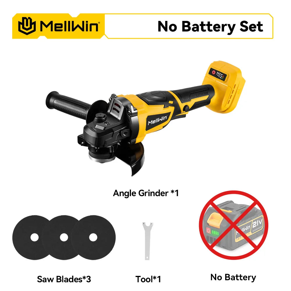 MELLWIN M14 125MM meuleuse d'angle électrique sans brosse polissage sans fil outil électrique pour le travail du bois pour Makita 18V batterie broche