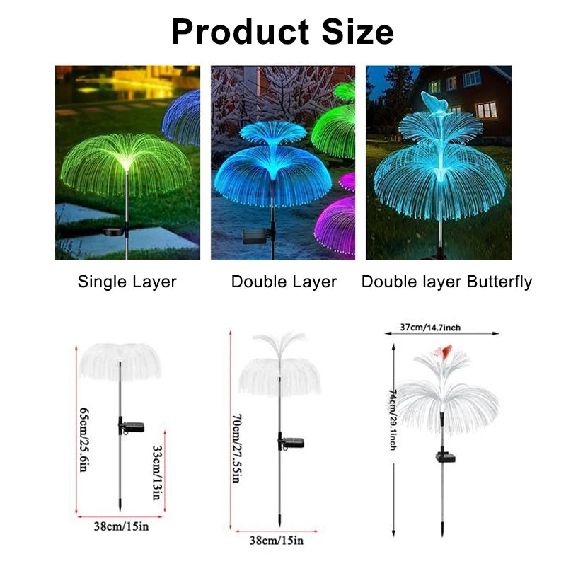 RGB Gradient Jellyfish Solar Lights Waterproof Single/Double Layer Outdoor Lighting Landscape Garden Light 