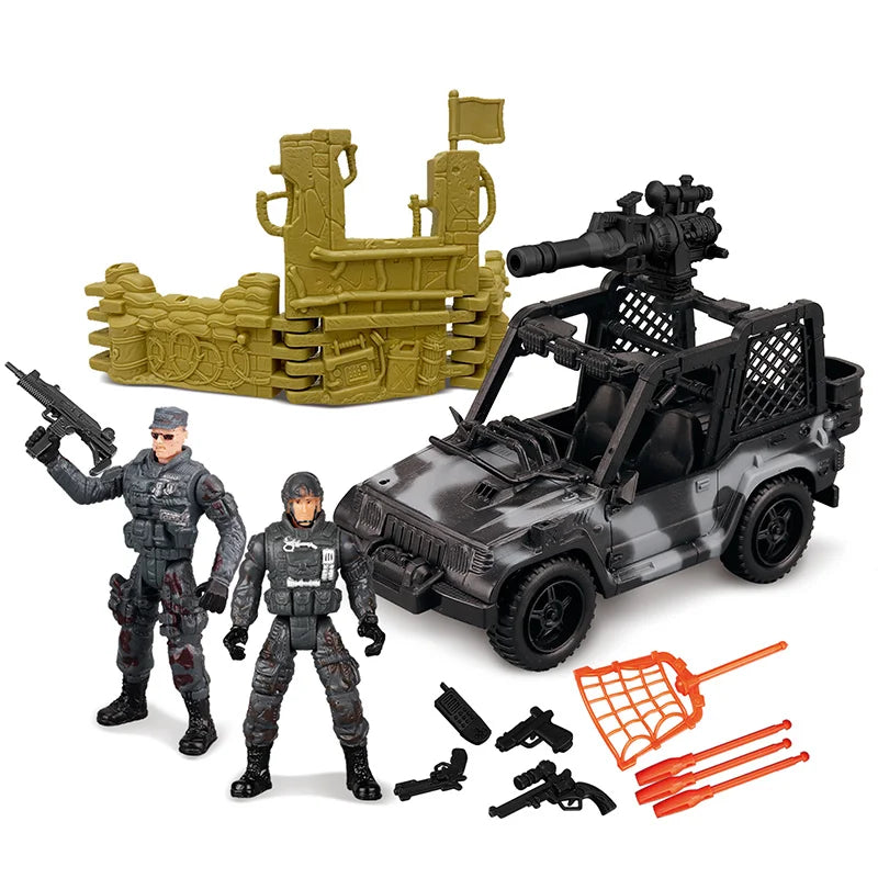 Action Figures, Army Special Forces Toys, with Fort Land Vehicle, Military Weapon Parts, Camouflage, Soldiers, Armed War Game, Gifts for Kids Boys 