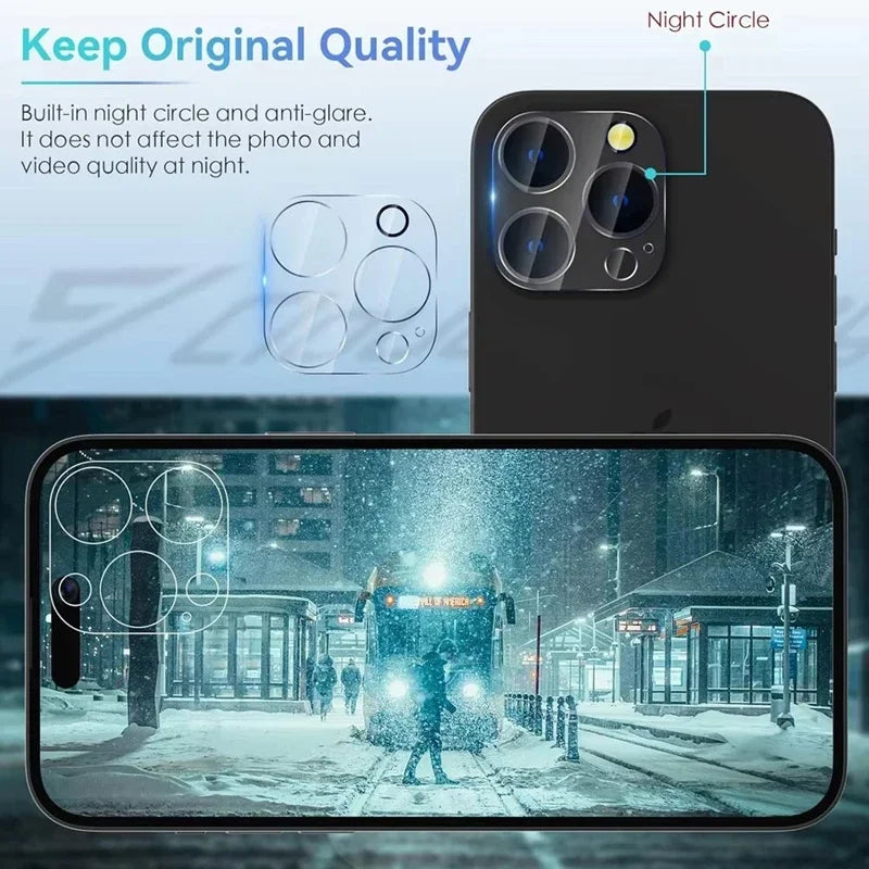 Protecteur d’objectif de caméra en verre – 4 pièces (iPhone 17/16/15/14/13/12/11 Pro Max)