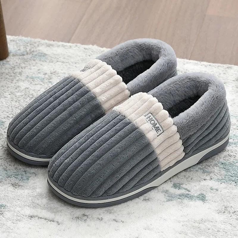 Pantoufles d'hiver confortables pour hommes, chaussons de maison en fourrure, intérieur, grande taille, 48, 49