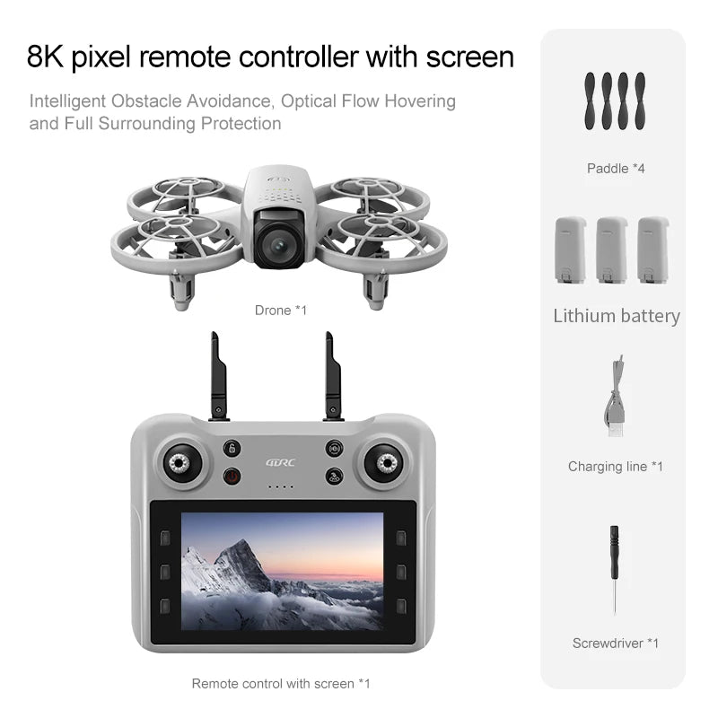 V53 RC Drone 2025 – Double Caméra 8K HD, Photographie Aérienne, Télécommande avec Écran