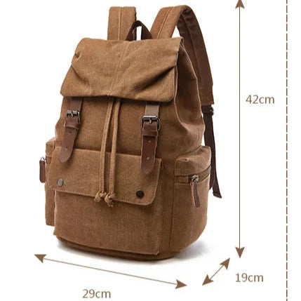 Retro Canvas Backpack, Sturdy and Durable Computer Backpack, School Bag for High School, College, College Students