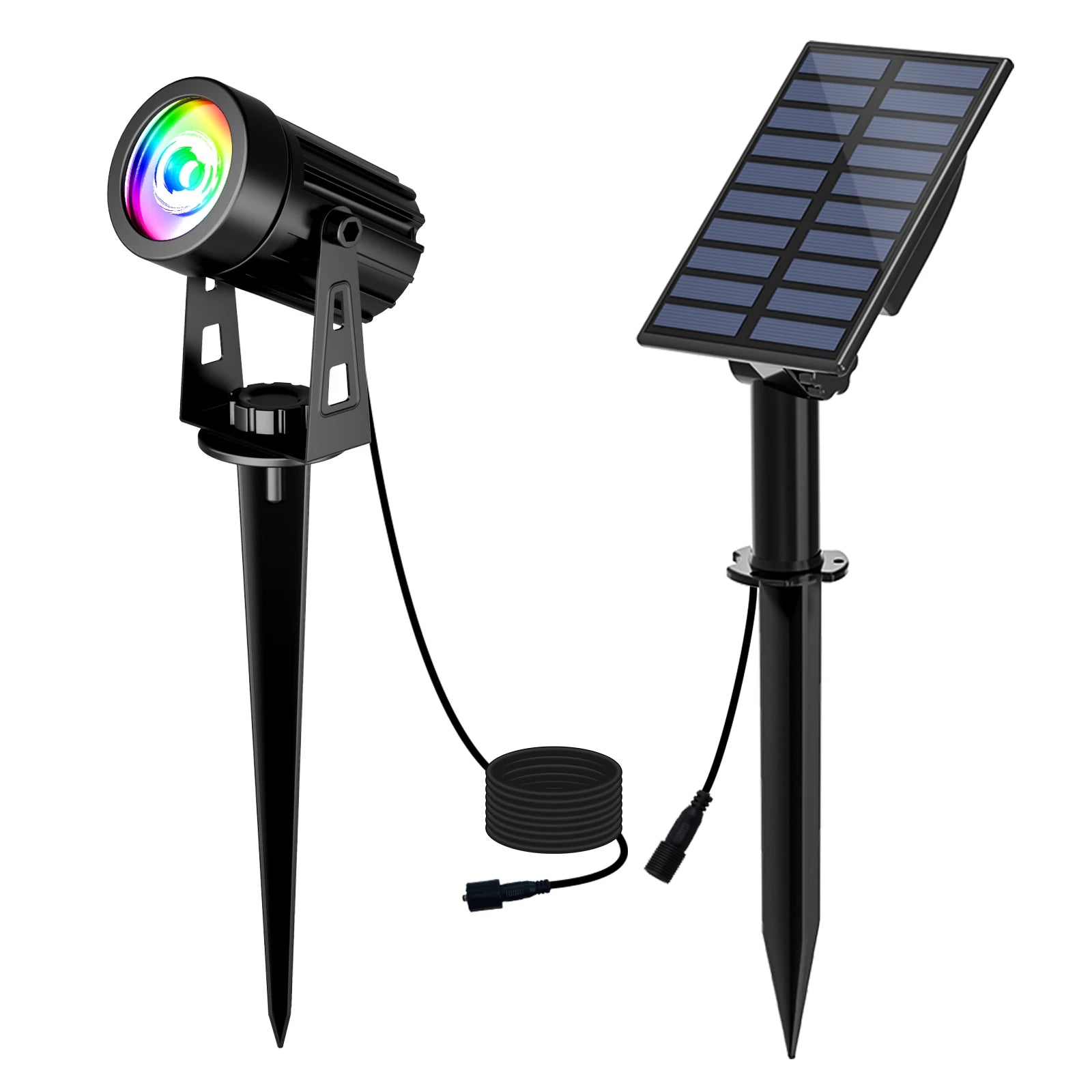 T-SUNRISE Solar-LED-Strahler – IP65, RGB und warm-/kaltweiß, 1/2/4 Leuchten, Außenbeleuchtung für Garten und Dekoration
