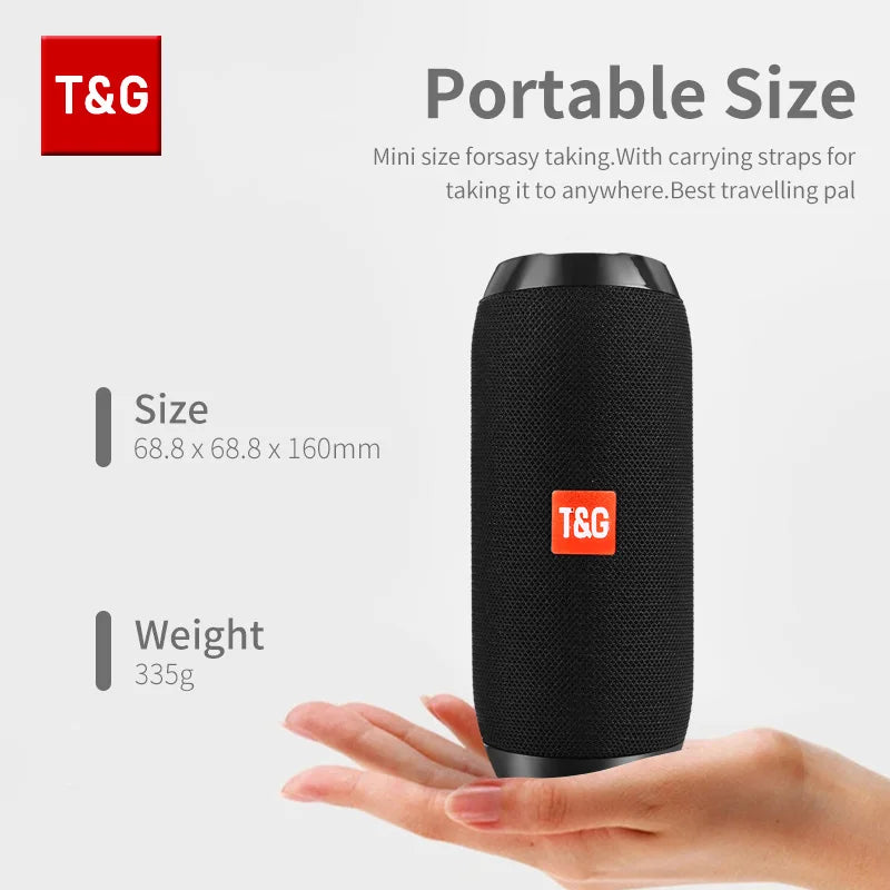 Enceinte Bluetooth Portable T&G TG117 – TWS, Son Stéréo Surround, avec Radio FM & Lecteur Carte TF (Copie)