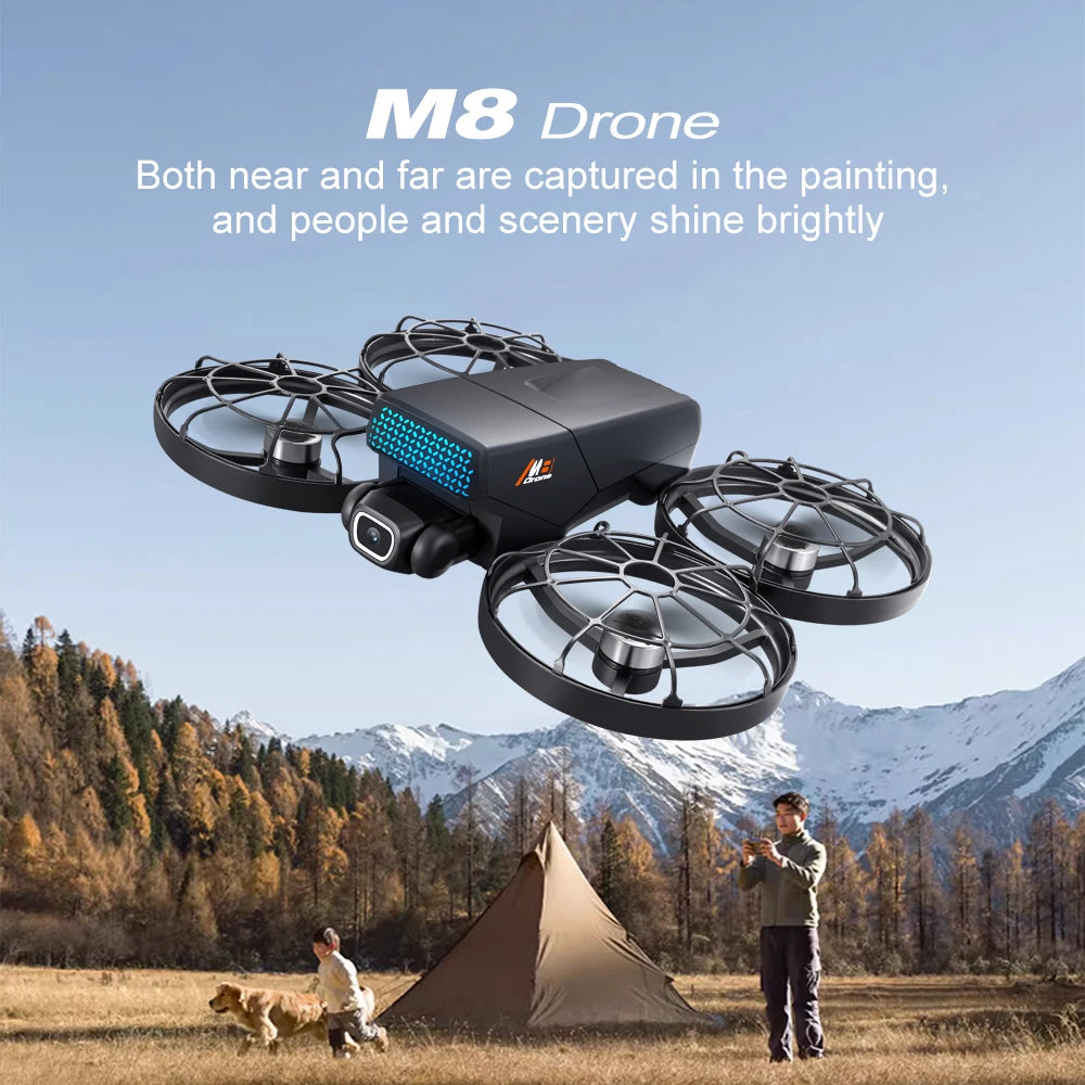 Drone M8 4K Professionnel – Double caméra, écran intégré, flux optique