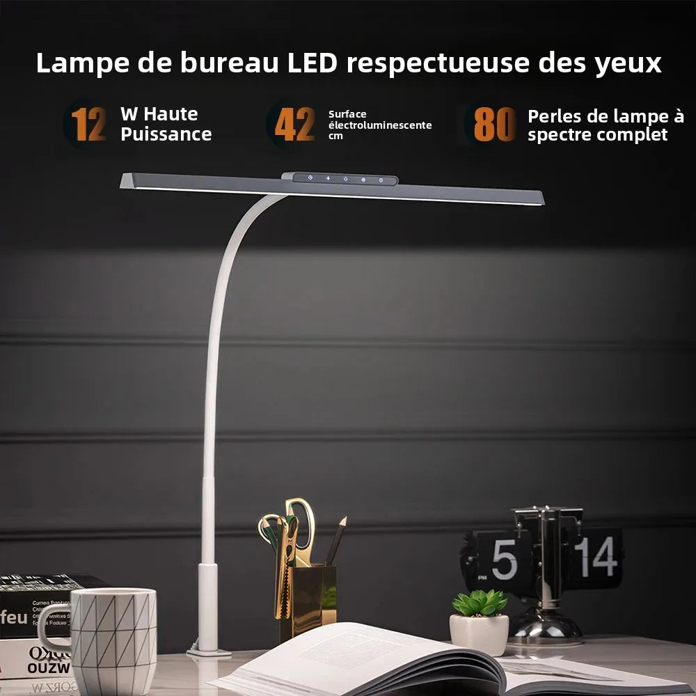LED-Schreibtischlampe mit Vollspektrum – Augenschutz, flexibler Schwanenhals, stufenloses Dimmen, Touch-Steuerung, Zuhause und Büro