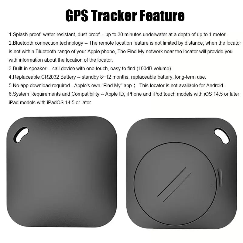 Bluetooth Smart GPS Tracker, Works with Apple Find My Andrea ITag, MFI Rated Locator 