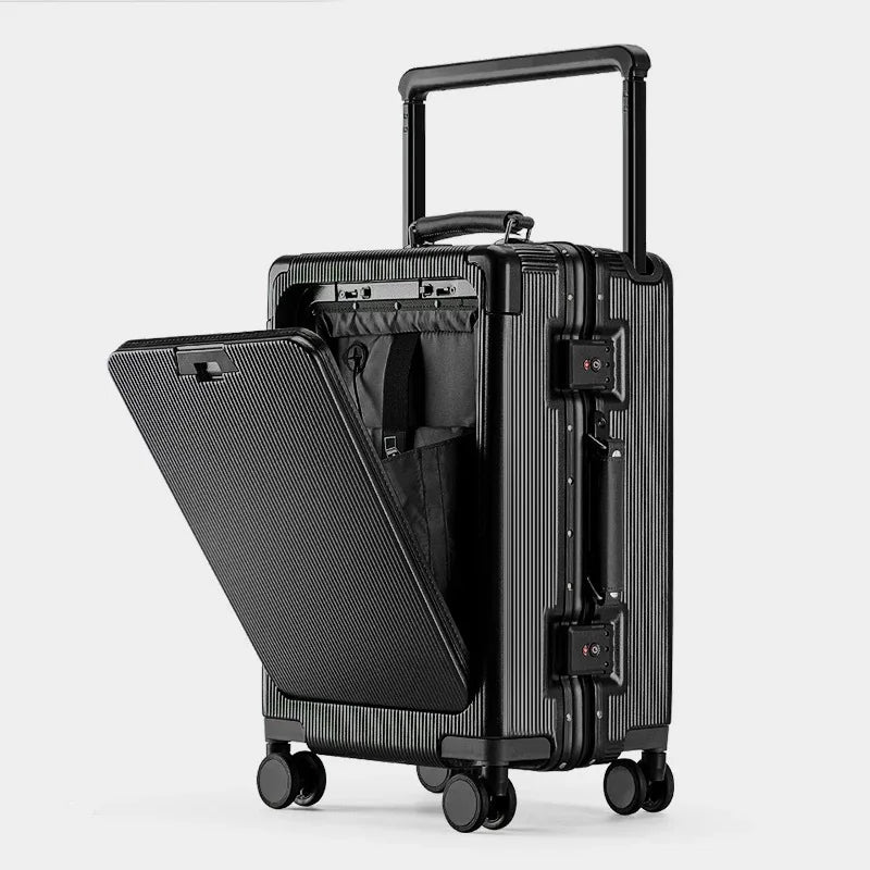 Valise rigide en PC avec ouverture frontale SUSHIMU – bagage à roulettes multifonctionnel, 20, 24 et 26 pouces