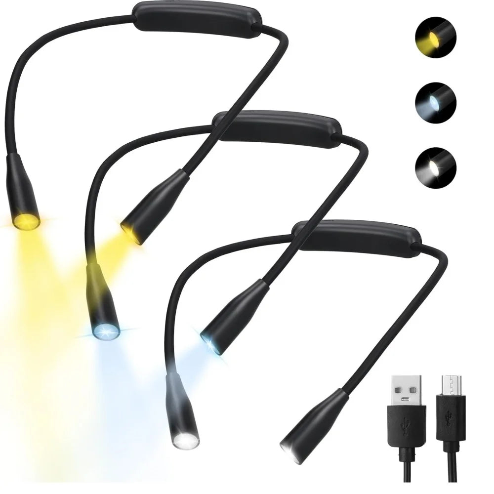 Lampe de cou LED aste pour la lecture, bras flexible, 3 couleurs, 9 luminosités