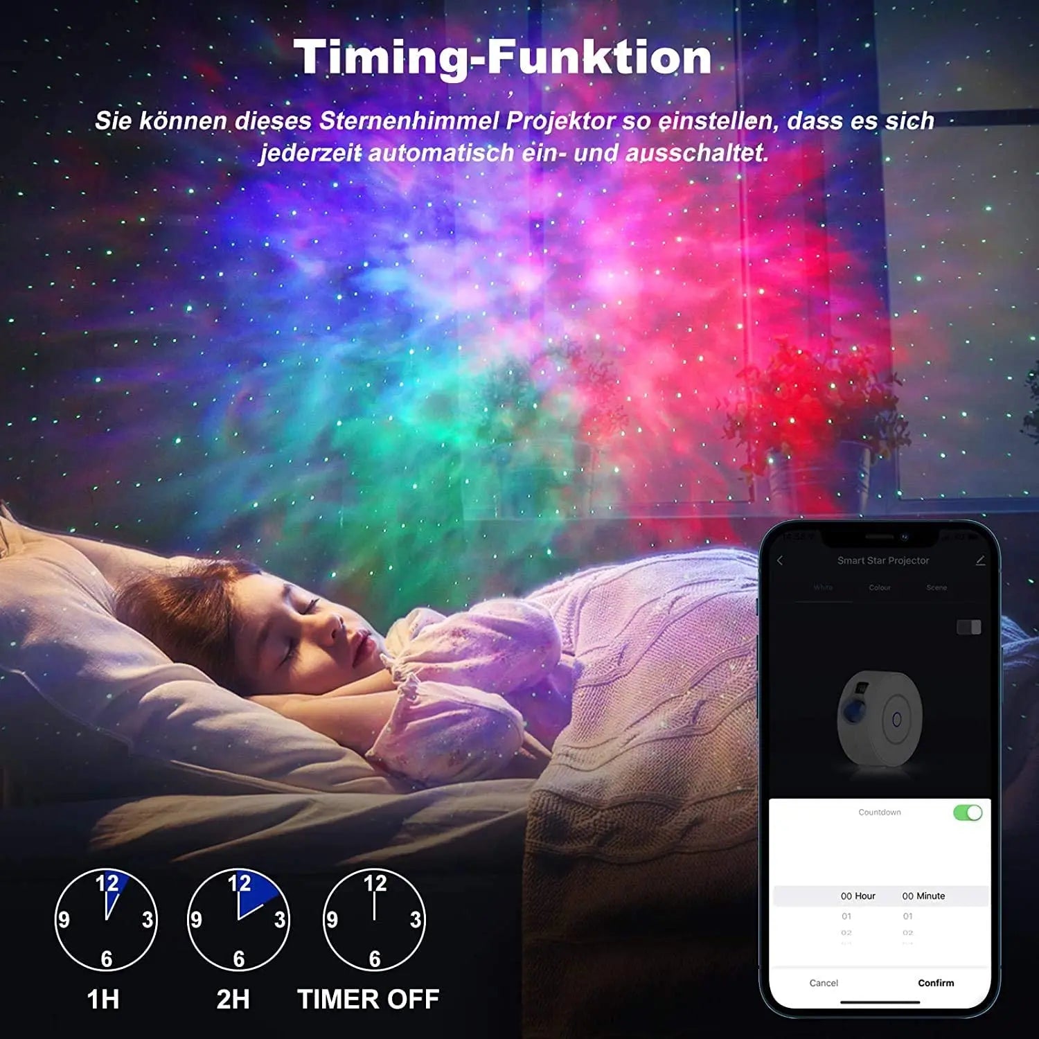Intelligenter WIFI-Sternenhimmelprojektor – Aurora-Star-Galaxy-LED-Nachtlicht