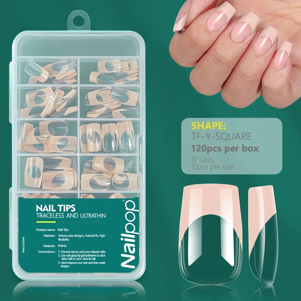 Faux Ongles - Conseils d’ongles français bicolores, 120 pièces