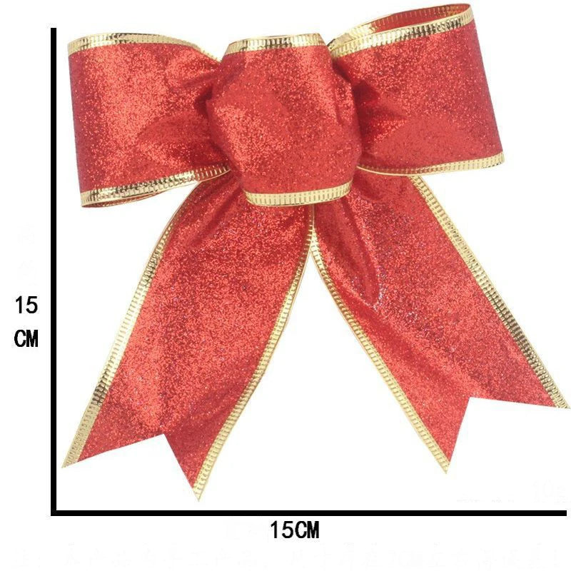 Décoration de Noël, petit nœud à 3 oreilles de 15 cm, décoration d'arbre de Noël