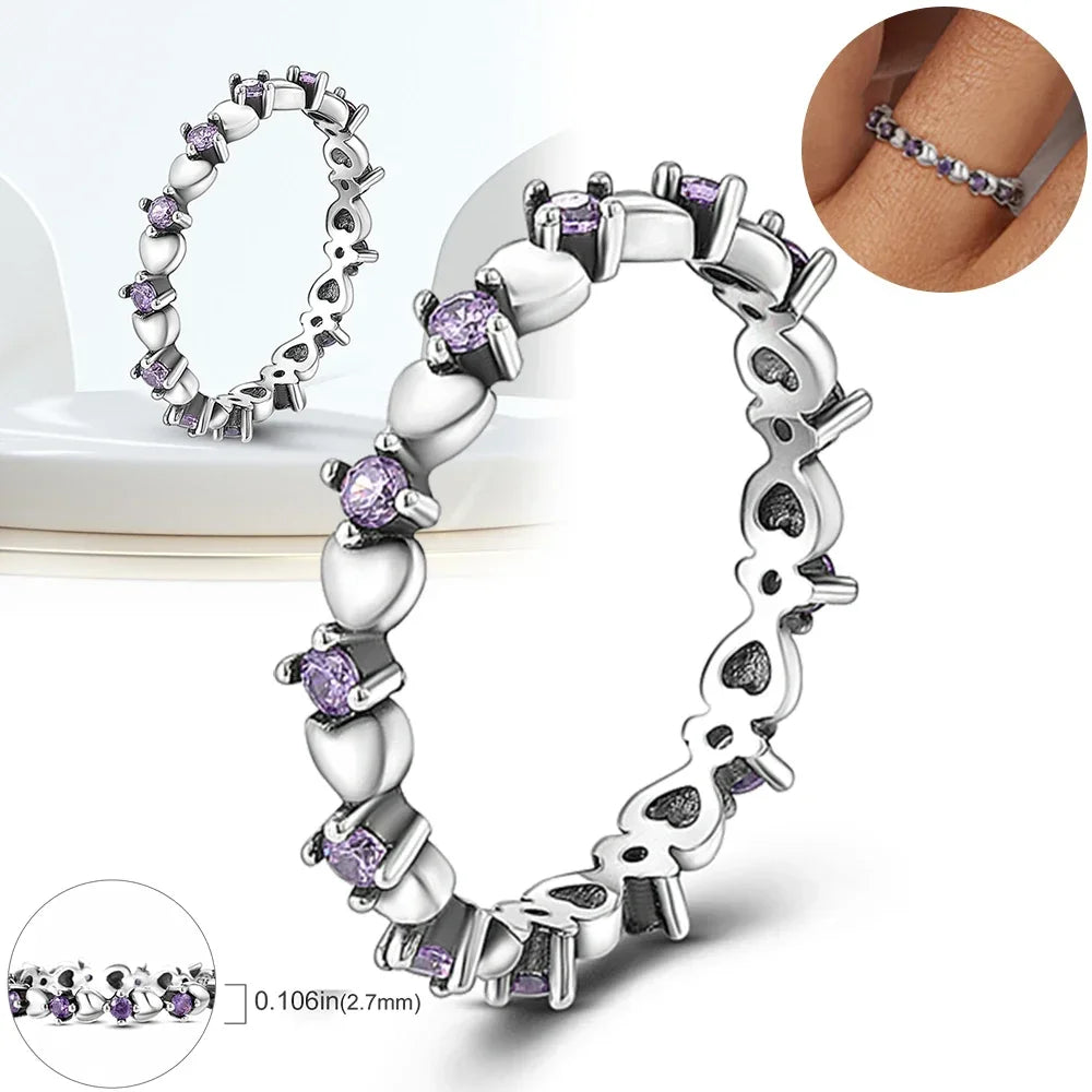 Colorful Zircon Sun Moon Star Stackable Rings for Women.