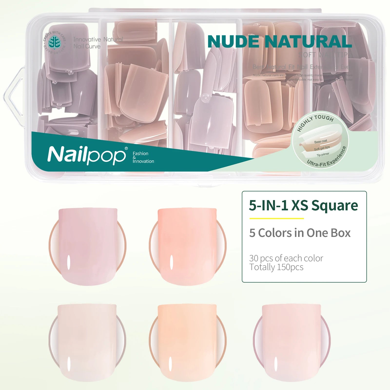 Faux ongles press-on Ultra Fit – préformés, 5 couleurs, extra court/moyen, gel doux, forte adhérence