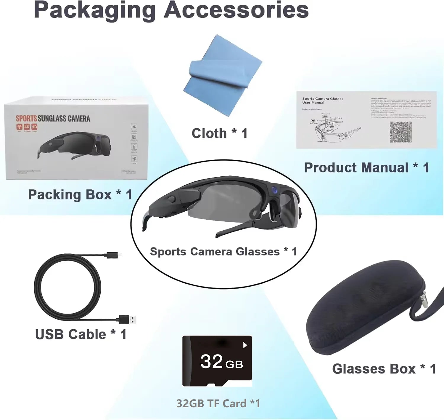 Lunettes intelligentes 4K FPV – Caméra WiFi 1080P/4K, Mini Caméra POV, Sport et Vlogging