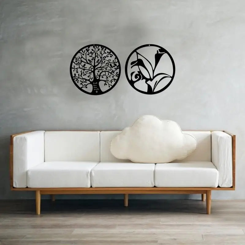 Tree of Life Metal Wall Decor, Iron Wall Sconce, Hollow Lily Sketch, Living Room Bedroom Decoration 