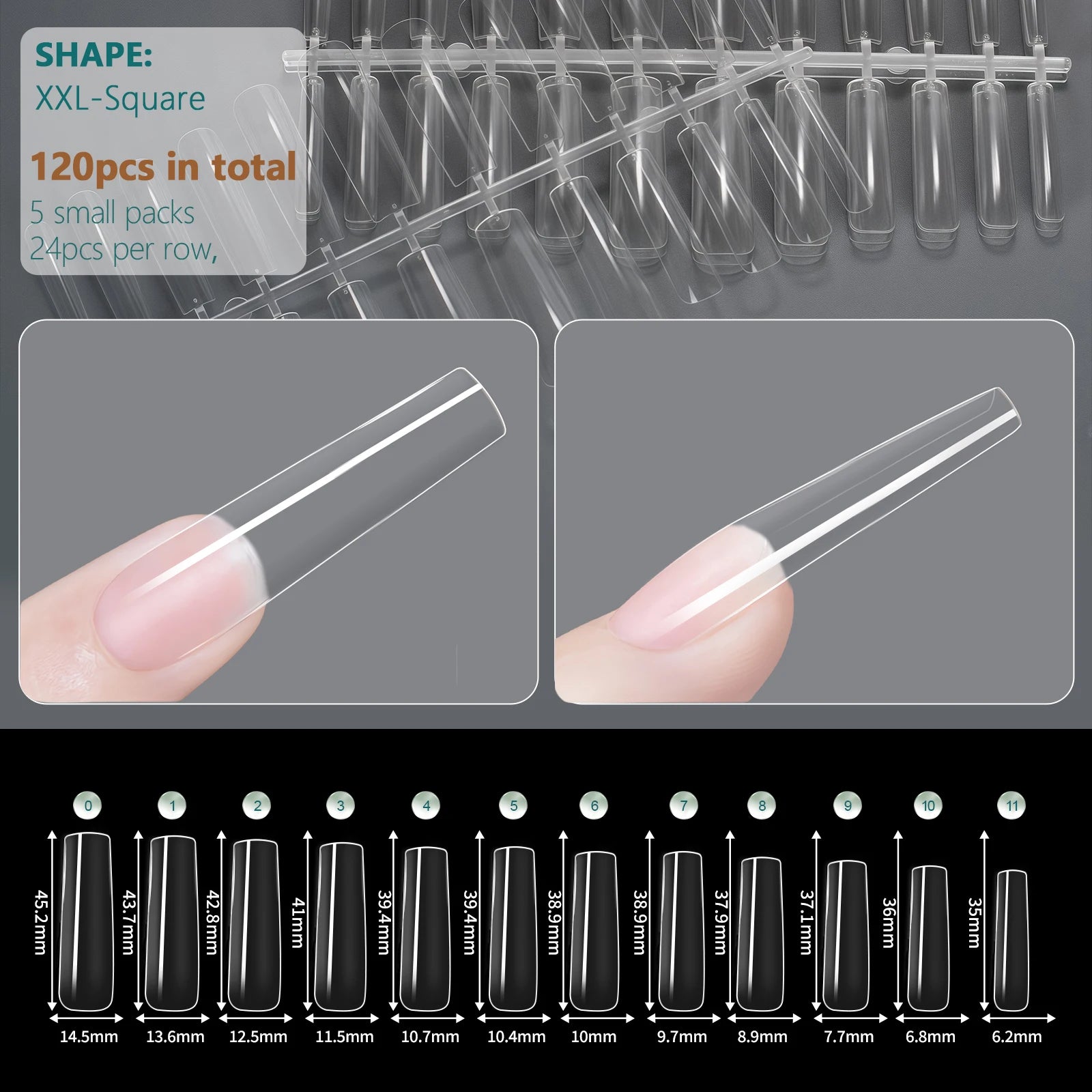 Faux Ongles XXL Cercueil Extra Long 120 pcs