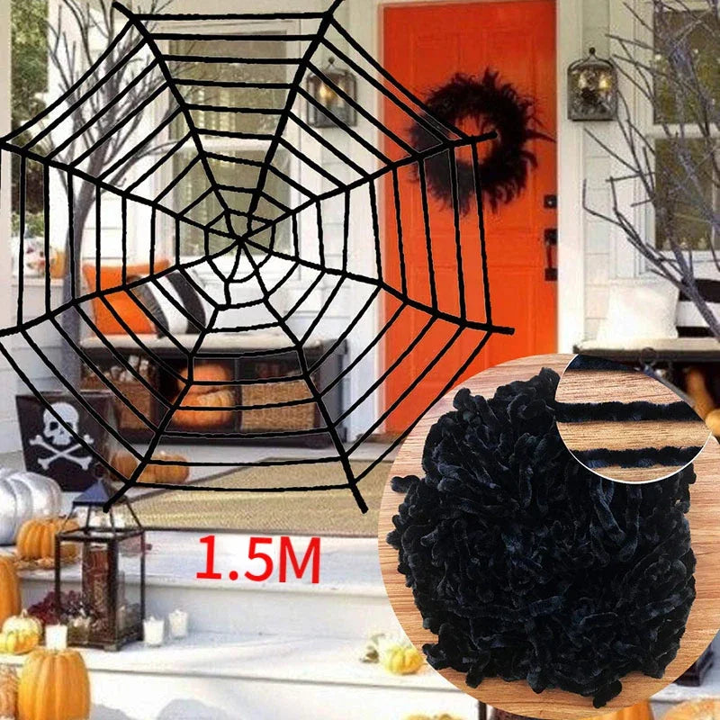 Peluche Araignée Noire Surdimensionnée – Décoration Halloween 30–90 cm