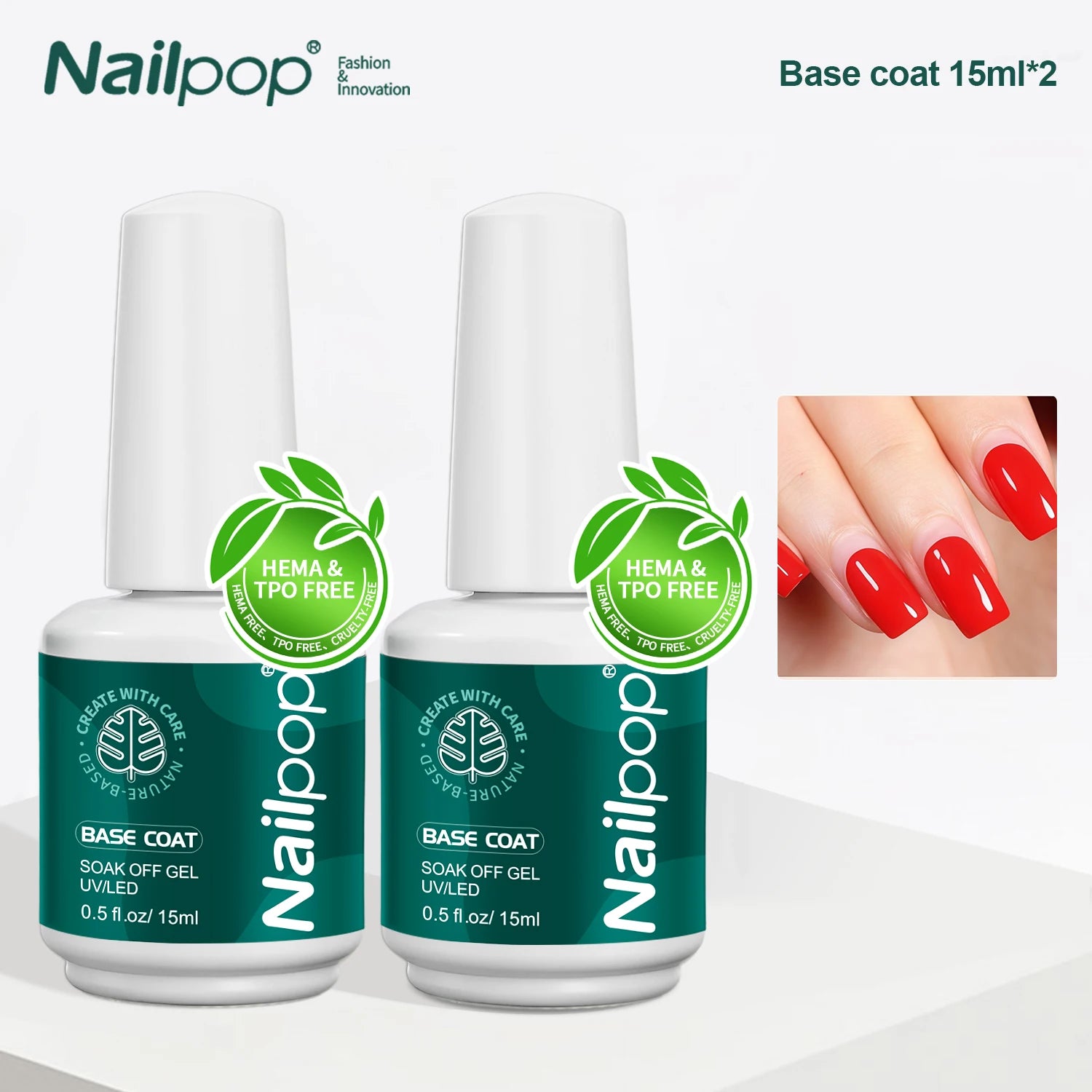 Kit Gel Base Top Coat 2 pcs, 15 ml
