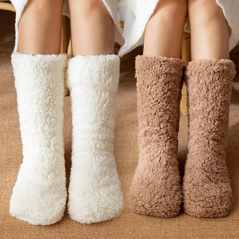 Chaussettes pantoufles montante pour femmes, chaussettes de neige, pantoufles de sommeil à la maison, chaussettes cocooning automne et hiver