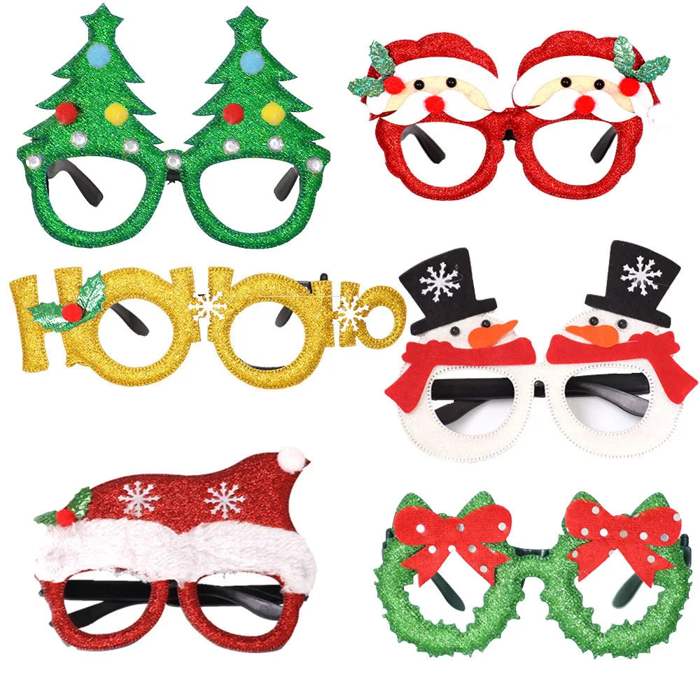 ACCESSOIRE CRAZY PARTY Décorations de Noël, lunettes de Noël pour enfants, ornements de Noël 2024, père Noël, bonhomme de neige, bois, montures de lunettes
