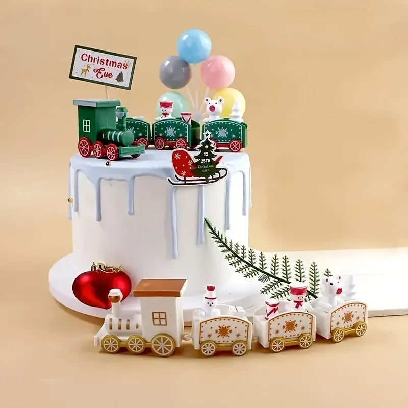 Train de Noël en plastique – décoration festive pour la maison, ornement d’arbre de Noël, cadeau du Nouvel An 2025 pour enfants