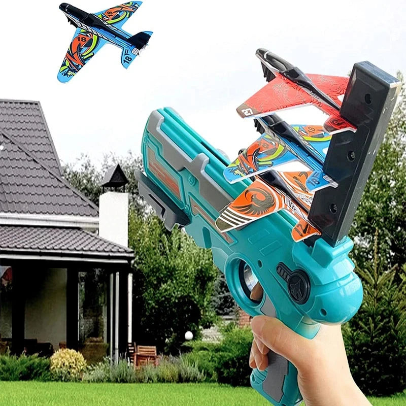 Ejection Airplane Toy for Boys Outdoor Shooting Game Parent-child Sports Toys Kids Airplane Set 3-5 Years Old 