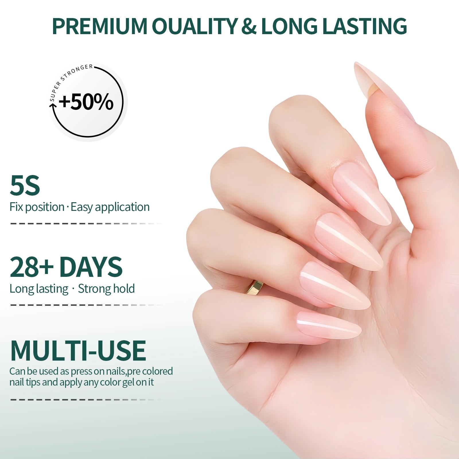 Press-On Nude Rose 4 Formes 112 pcs