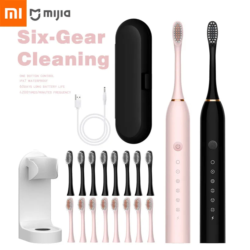 Brosse à dents électrique sonique XIAOMI, étanche, USB, 8 têtes de brosse, 6 vitesses