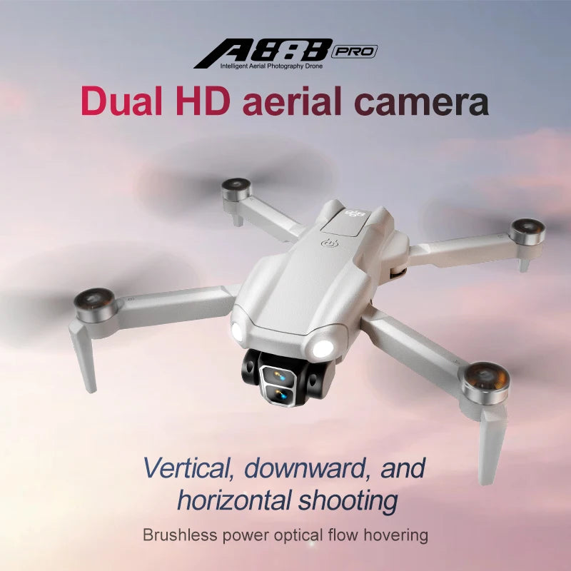 Drone A888 Pro 4K HD Aerial Photography Dual Camera Brushless Optical Flow Foldable RC Quadcopter