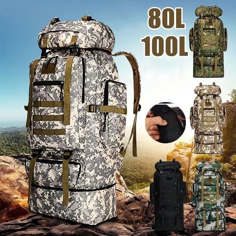 Sac à dos d’alpinisme et de randonnée – Grande capacité 80L / 100L, tactique plein air