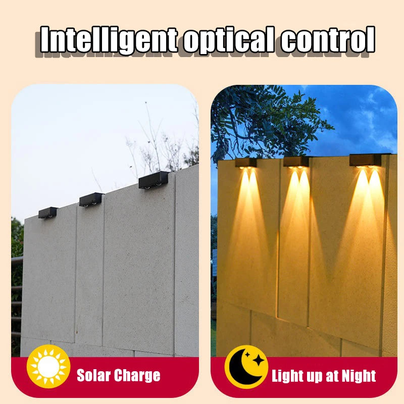 Solar Wall Light Outdoor, Waterproof Fence Lamp, Ultra Bright Spotlight, Lighting for Garden Fence or Exterior Wall, 1/2/4/6 Pieces 