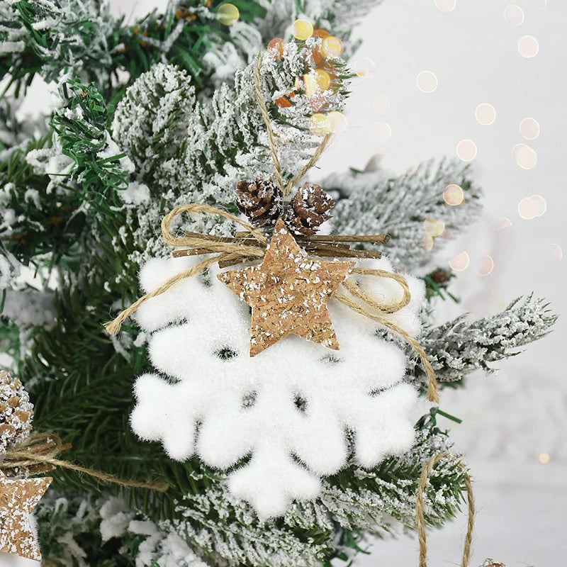 1.2pcs White Christmas Ball Snowflake Water Drop Bell Xmas Tree Ornament Home Decor