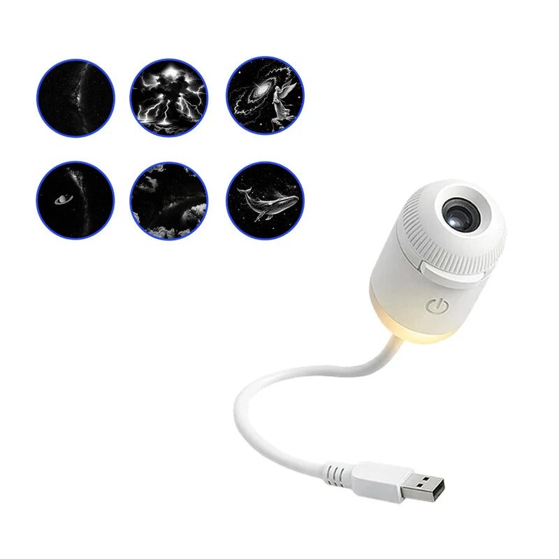 Mini Projecteur d’Étoiles USB 2 en 1 – 12 Films Ciel Étoilé pour Maison & Voiture