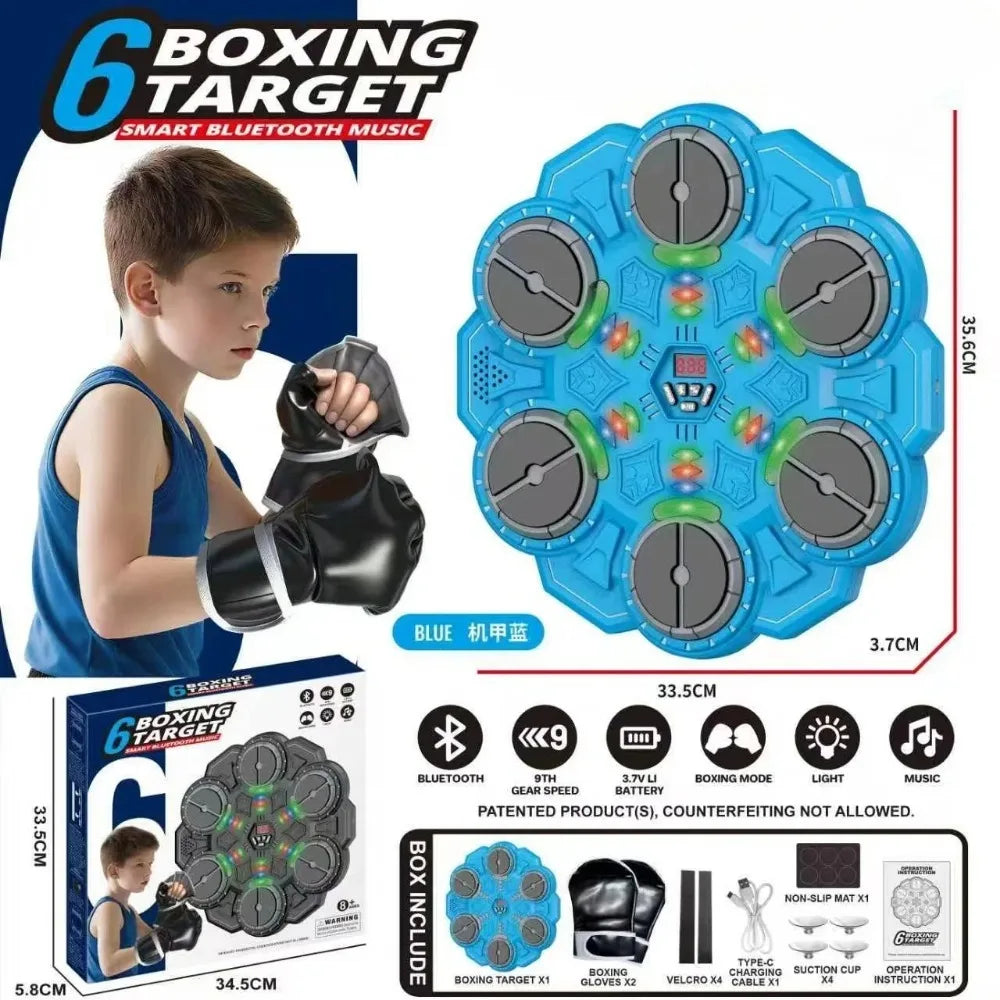Machine d'entraînement de boxe musicale intelligente – Compatible Bluetooth, 2-5 modes d'éclairage, sport de boxe pour adultes et enfants, entraînement de gymnastique