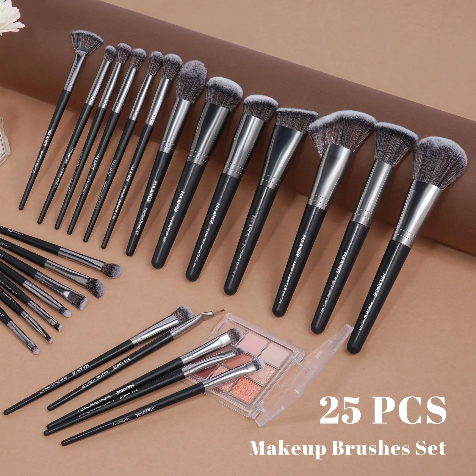 MAANGE Make-up-Pinsel, 25 professionelle Gesichts-Augenpinsel-Set, Kontur-Lidschatten-Grundierungspinsel, versteckte Konturierung