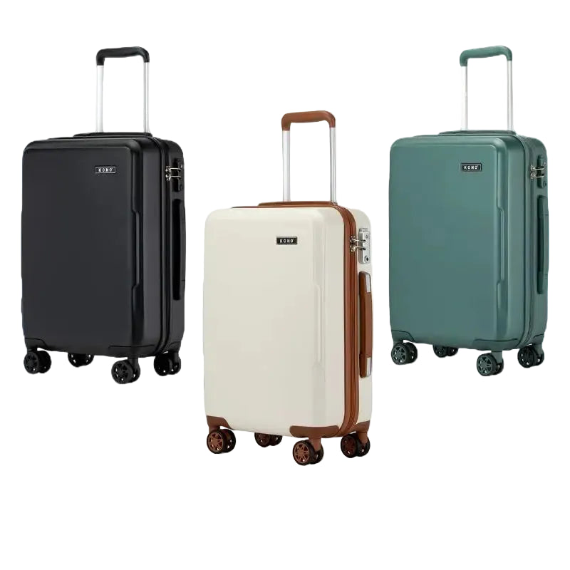 Valise légère à coque rigide avec serrure KONO – TSA, 4 roulettes multidirectionnelles, S-M-L