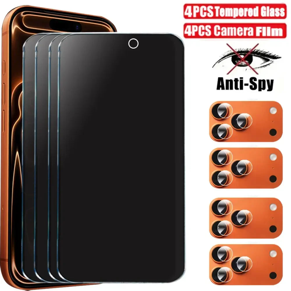 Film en verre trempé Anti-espion pour iPhone – Pack écran + objectif