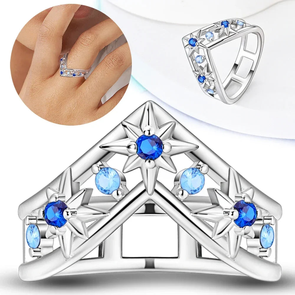 Colorful Zircon Sun Moon Star Stackable Rings for Women.