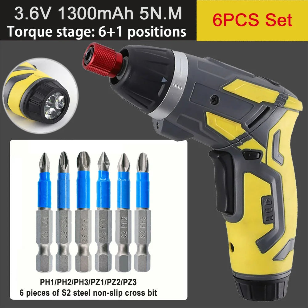 Tournevis électrique portable – Petit et puissant, rechargeable 4,2V 6Nm, 250 tr/min, kit complet