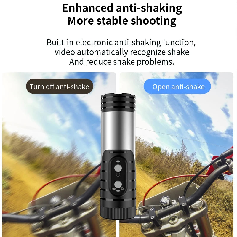 Mini caméra sport JETO 4K – Caméra stabilisée pour vélo, moto et activités outdoor
