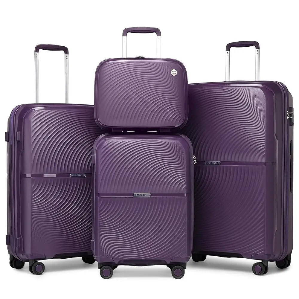 Ensemble de valises rigides British Traveler KONO, 4 pièces, PP, serrure TSA
