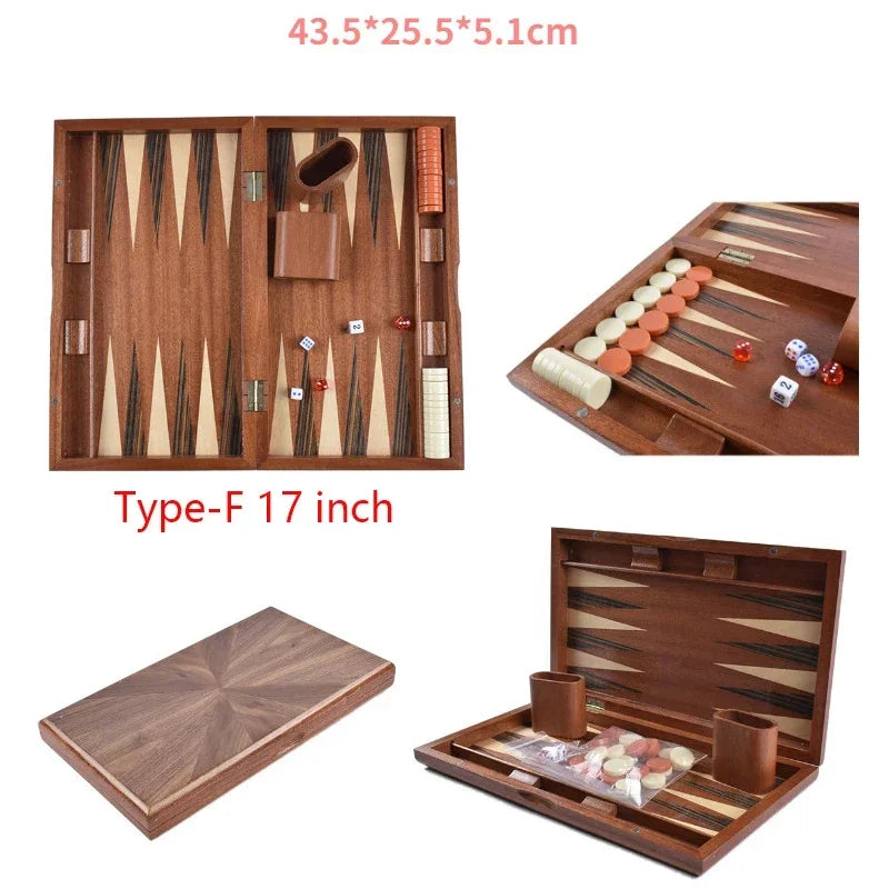 Backgammon, jeu de société de stratégie classique, pièces de jeu en bois acrylique, dés standardisés 11-17 pouces